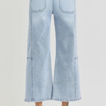 RISEN Full Size High Rise Seamed Detail Wide Leg Crop Jeans Trendsi