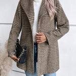 Plaid Collared Neck Long Sleeve Jacket - All Mine Now Clothing