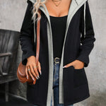 Drawstring Long Sleeve Hooded Jacket - All Mine Now Clothing