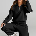 Quarter Zip Top and Drawstring Pants Active Set - All Mine Now Clothing