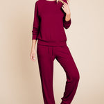 Super Lady Round Neck Raglan Sleeve Top and Pants Lounge Set - All Mine Now Clothing