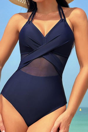 Crisscross Halter Neck One-Piece Swimwear - All Mine Now Clothing