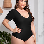 Plus Size Scoop Neck Short Sleeve One-Piece Swimsuit - All Mine Now Clothing