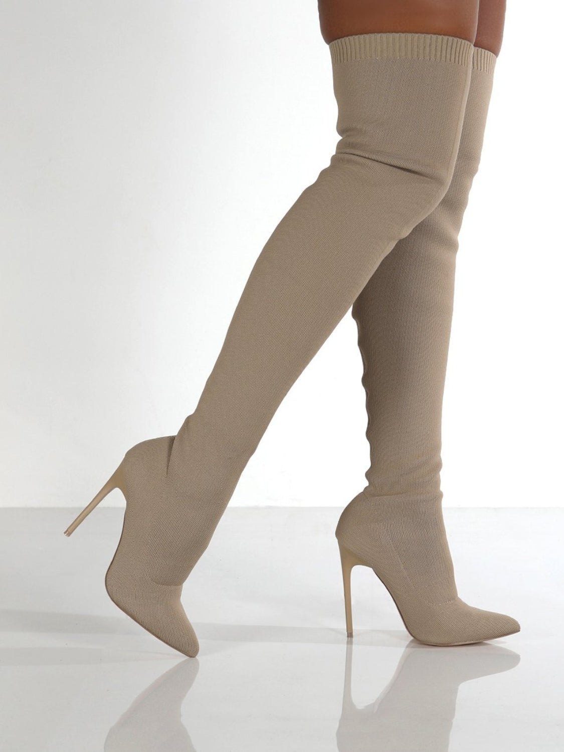 Point Toe Over Knee Stiletto Boots - All Mine Now Clothing