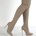 Point Toe Over Knee Stiletto Boots - All Mine Now Clothing