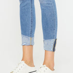 Kancan Distressed Cat's Whiskers Button Fly Jeans Trendsi