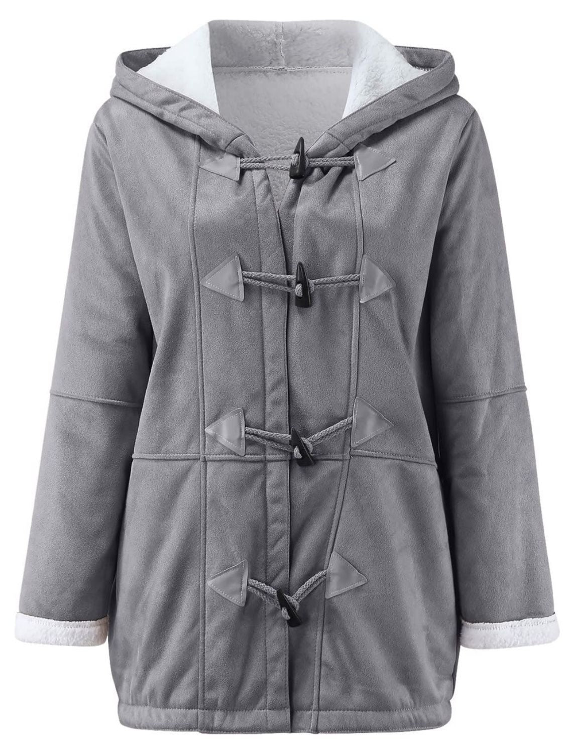 Full Size Pocketed Long Sleeve Hooded Toggle Jacket - All Mine Now Clothing