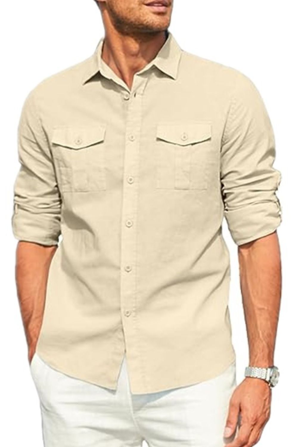 Men's Plus Size Long Sleeve Button Down Shirt