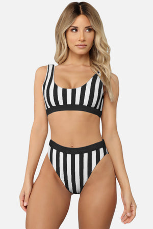 Striped Tank High Waist Bikini - All Mine Now Clothing