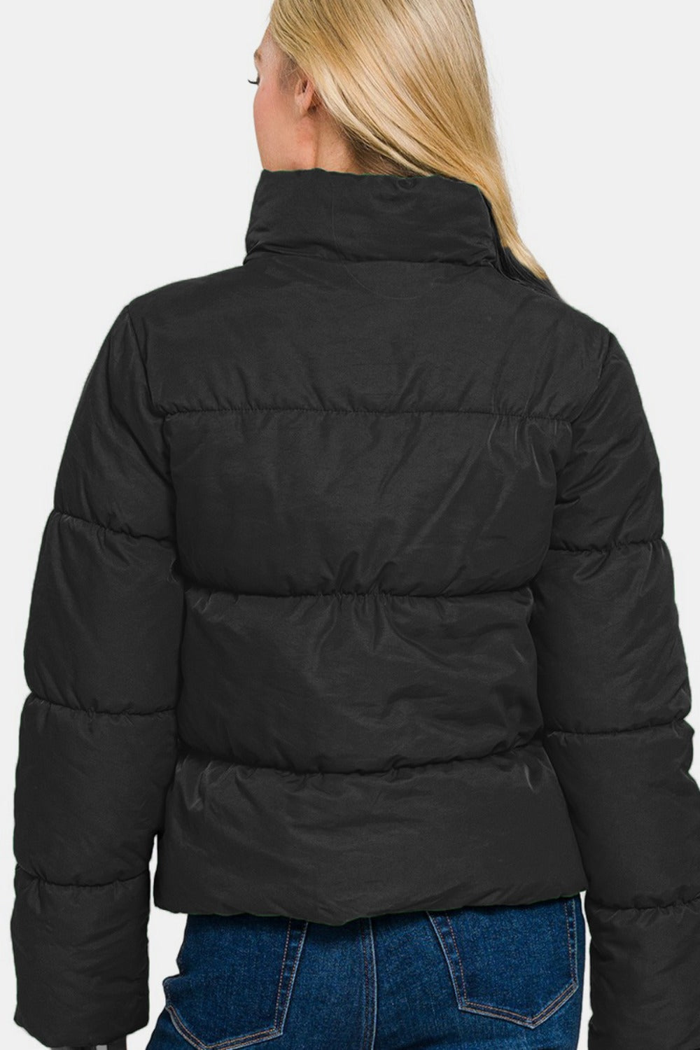 Zenana Zip Up Turtleneck Puffer Jacket with Pockets - All Mine Now Clothing