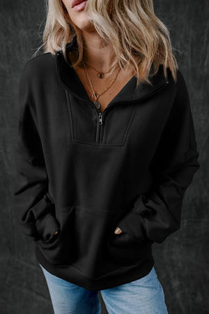 Half Zip Long Sleeve Sweatshirt - All Mine Now Clothing