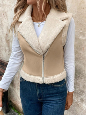 Zip Up Sherpa Vest Coat Trendsi