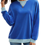 Lovelet Contrast Round Neck Long Sleeve Sweatshirt - All Mine Now Clothing