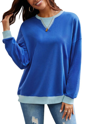 Lovelet Contrast Round Neck Long Sleeve Sweatshirt - All Mine Now Clothing