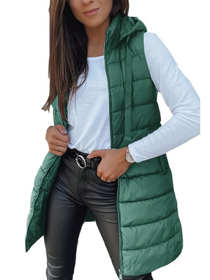 Plus Size Zip Up Hooded Vest Coat - All Mine Now Clothing