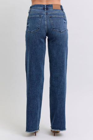 Judy Blue Full Size Raw Hem Mid Rise Jeans Trendsi