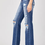 Risen Full Size Raw Hem Distressed Straight Jeans - All Mine Now Clothing