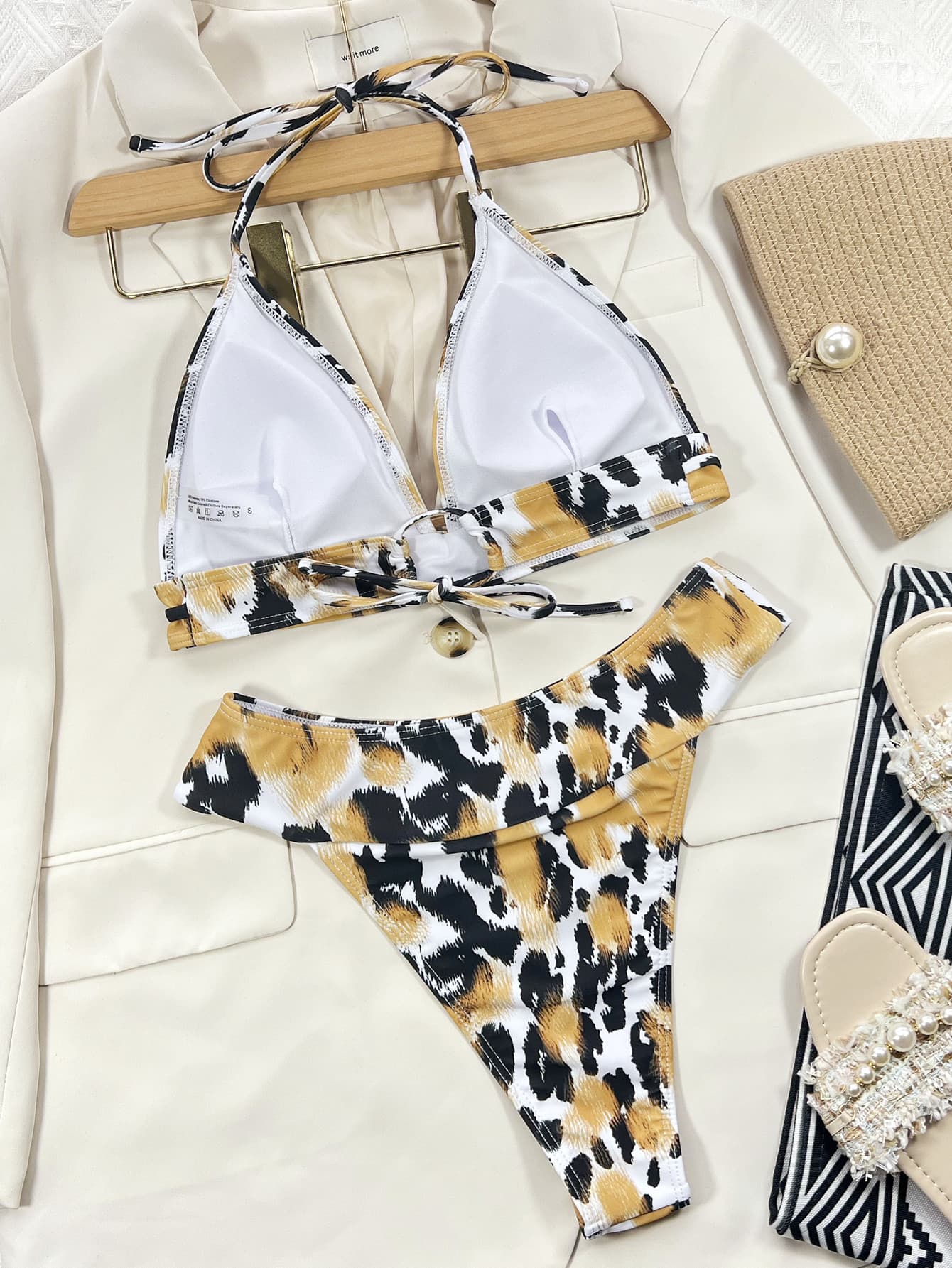 Animal Print Halter Neck Bikini Set - All Mine Now Clothing