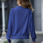 Zip Up Collared Neck Raglan Sleeve Jacket - All Mine Now Clothing