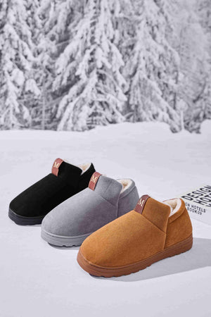 Letter M Suede Round Toe Slippers - All Mine Now Clothing