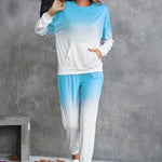 Gradient Round Neck Sweatshirt and Joggers Set - All Mine Now Clothing