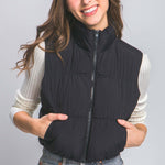 Love Tree Zip Up Turtleneck Cropped Vest Coat - All Mine Now Clothing