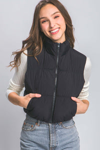 Love Tree Zip Up Turtleneck Cropped Vest Coat - All Mine Now Clothing