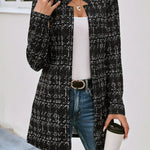 Plaid Open Front Long Sleeve Blazer - All Mine Now Clothing