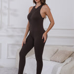 Half Zip Wide Strap Active Jumpsuit - All Mine Now Clothing