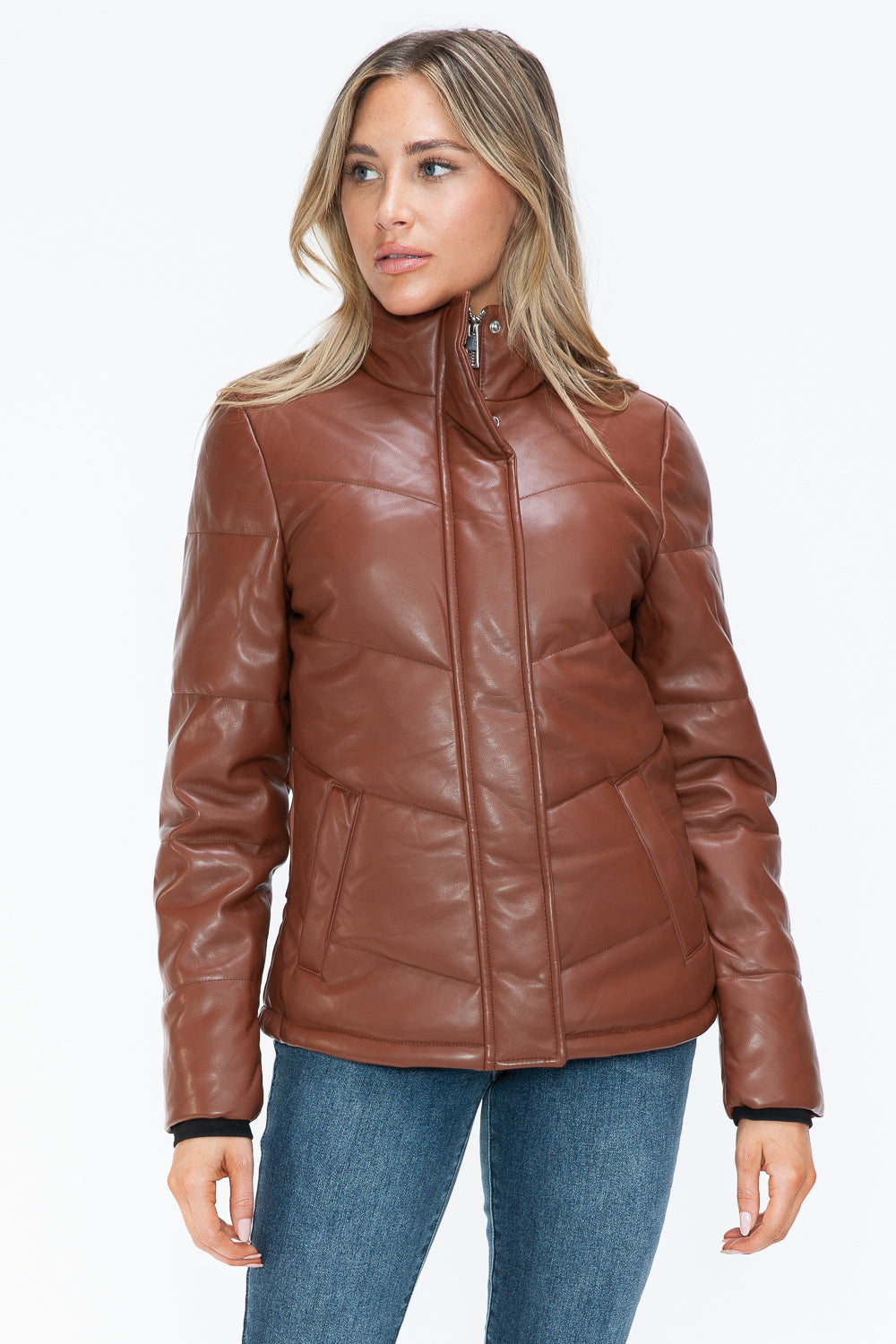 Snobbish Pocketed Zip Up Turtleneck Puffer Jacket - All Mine Now Clothing