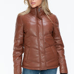 Snobbish Pocketed Zip Up Turtleneck Puffer Jacket - All Mine Now Clothing