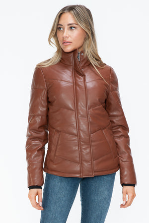 Snobbish Pocketed Zip Up Turtleneck Puffer Jacket - All Mine Now Clothing