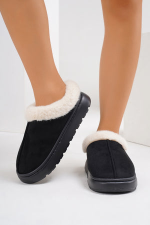 Furry Round Toe Platform Slippers - All Mine Now Clothing