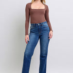 Judy Blue Full Size Side Seam Detail Straight Jeans with Pockets - All Mine Now Clothing