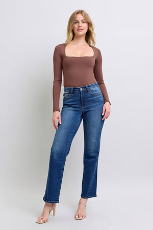 Judy Blue Full Size Side Seam Detail Straight Jeans with Pockets - All Mine Now Clothing