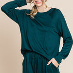 Super Lady Round Neck Raglan Sleeve Top and Drawstring Pants Lounge Set - All Mine Now Clothing