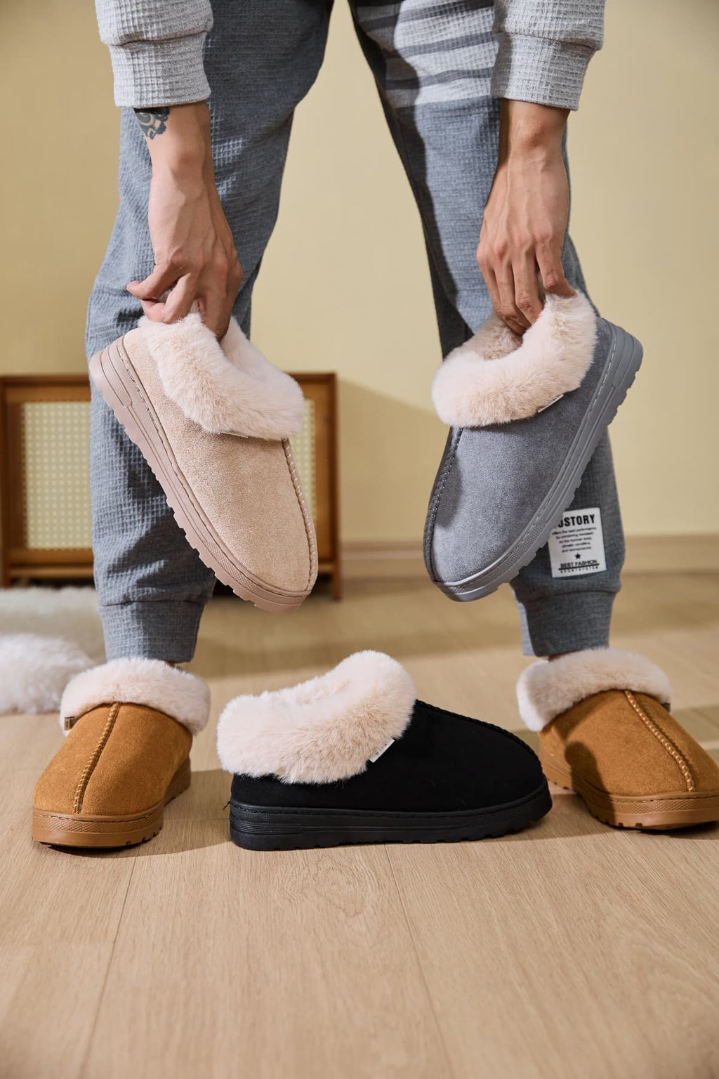 Faux Fur Round Toe Platform Slippers - All Mine Now Clothing