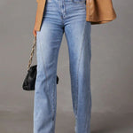 High Waist Straight Jeans with Pockets - All Mine Now Clothing