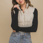 Love Tree Zip Up Turtleneck Cropped Vest Coat - All Mine Now Clothing