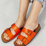 MMShoes Feeling Alive Double Banded Slide Sandals in Orange