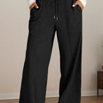 Drawstring Elastic Waist Wide Leg Pants - All Mine Now Clothing