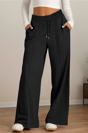 Drawstring Elastic Waist Wide Leg Pants - All Mine Now Clothing