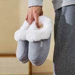 Fluff Trim Round Toe Flat Slippers - All Mine Now Clothing