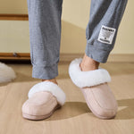 Fluff Trim Round Toe Flat Slippers - All Mine Now Clothing