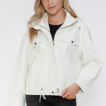 How Dare U Drawstring Hem PU Leather Zip Up Jacket - All Mine Now Clothing