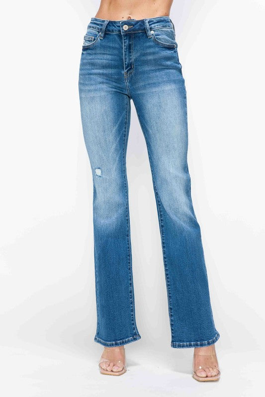 bytos Full Size Distressed High Rise Jeans with Pockets - All Mine Now Clothing