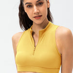 Full Size Cropped Cutout Back Zipper Front Active Tank Top - All Mine Now Clothing