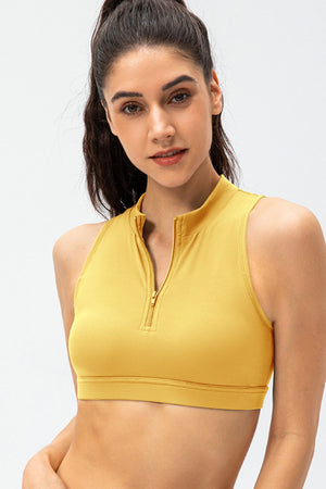 Full Size Cropped Cutout Back Zipper Front Active Tank Top - All Mine Now Clothing