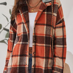 Plaid Button Up Hooded Shacket - All Mine Now Clothing