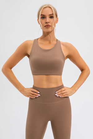 Round Neck Cutout Cropped Active Tank - All Mine Now Clothing